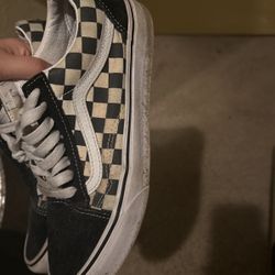 Black White Checkered Vans (size US Men 7.5) (woman Size 9)