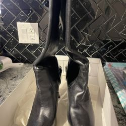 Women's Black Leather Boots Ninewest
