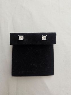 1 Carat Princess Cut Lab Diamond Earrings - Real White Gold