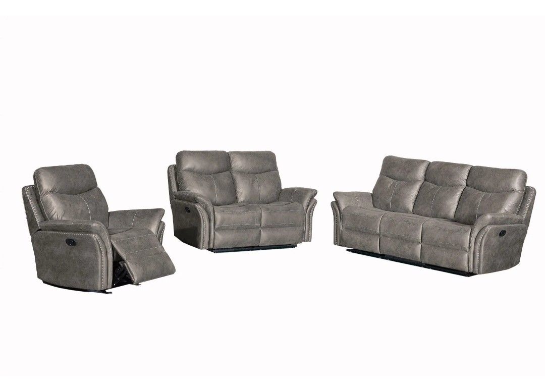 Salix Reclining Grey Living Room Set