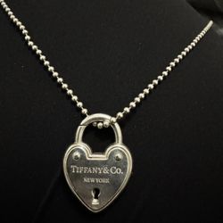 Tiffany & Co RTT Arc Heart Charm With Beaded Chain