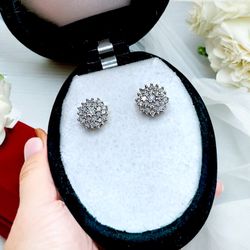 Sterling & GENUINE Diamond earrings 