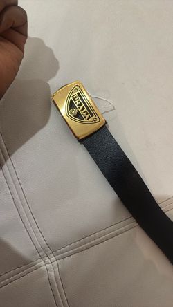 Black Leather Belt Gold Buckle