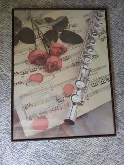 Framed print with flute, roses