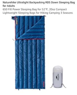 Naturehike Ultralight Backpacking RDS Down Sleeping Bag For Adults, 650 Fill Power Sleeping Bag For 42/52?, 20oz Compact Lightweight Sleeping Bags For