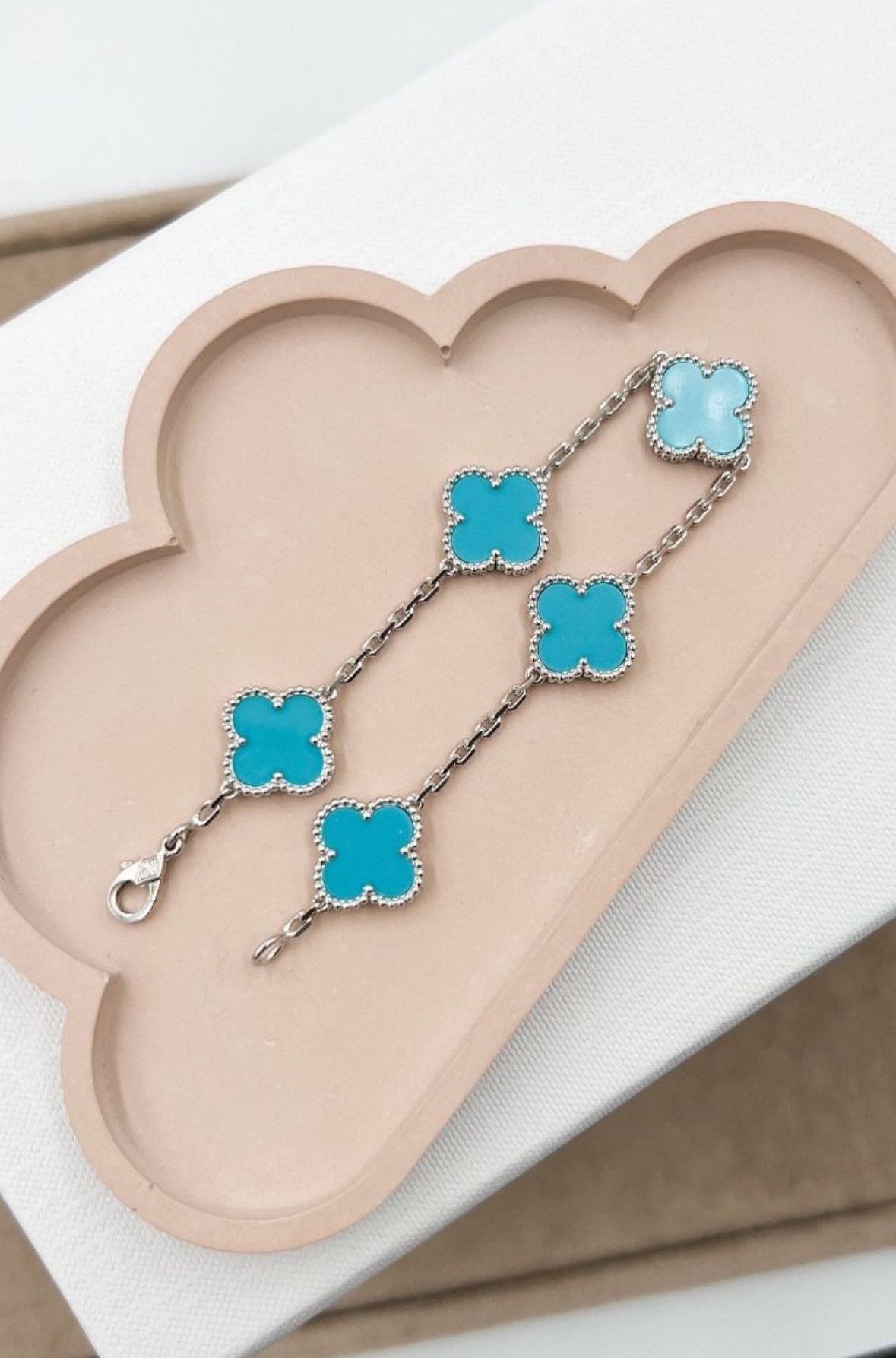 Turquoise Clover Bracelet 18k Gold Plated 