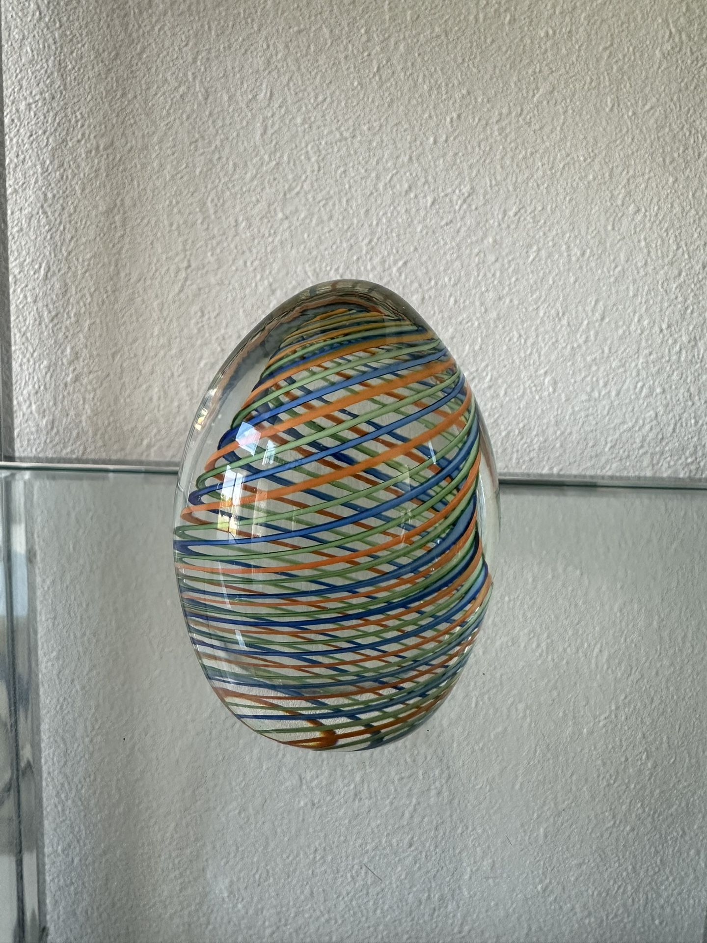 Querandi Signed Numbered 316 Argentina Glass Egg Shape Swirl Paperweight