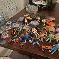 Vintage 1980s Action Figures, Redline Hot wheels And Lots Of Cards