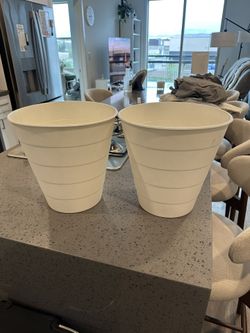 2 White Stylish Trash Cans