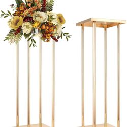 Metal Flower Stand Gold Wedding Centerpieces Tall Vases Geometric Flower Stand for Wedding Decorations, Birthday, Event, Home