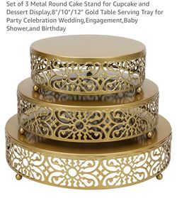 Set of 3 Metal Round Cake Stand for Cupcake and Dessert Display,