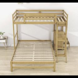 Twin Over Full Bunk Set With Desk. 