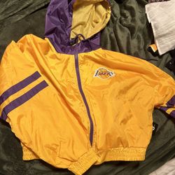 lakers cropped windbreaker