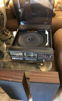 Vintage record player and speakers