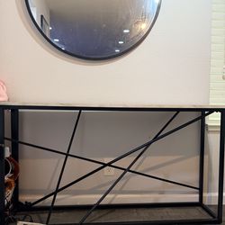 52” Black Base with Faux Marble Top Modern Console
