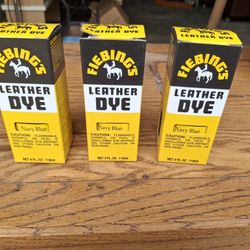 3 Bottles (4oz) Fiebings Leather Dye Navy Blue