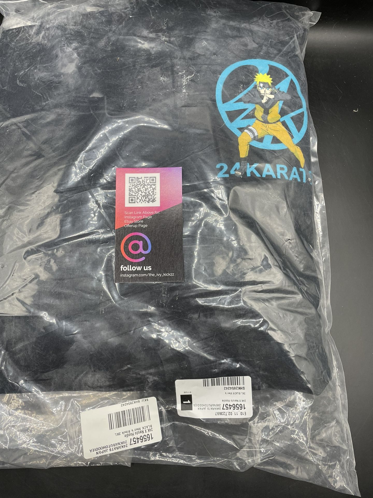 New 24 Karats Japan X Naruto Ninja Sign Hoodie Pullover Black Size 3XL for  Sale in Compton, CA - OfferUp