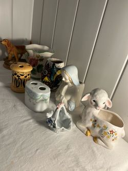 Vintage collectibles mid century planter figurines vases MIXED LOT  1950s to 90s Lot EACH