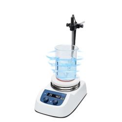 ONiLAB 120 5 inch Round LED Digital Hotplate Magnetic Stirrer with Ceramic Coated Stainless Steel Work Plate, rpm,5L,110V,Temp Probe Sensor am
