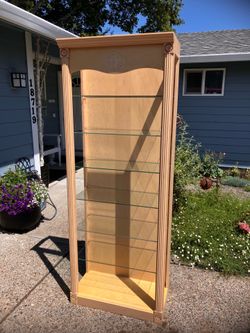 Birch Cabinets with Glass Shelves