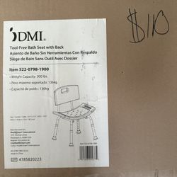 DMI Shower Chair Bath Seat for Tub or Shower Bench for inside shower, Made of Non Slip Aluminum