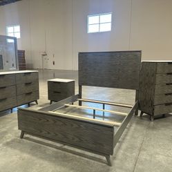 New Grey Wooden Bed Frame - Queen / King / Cal King