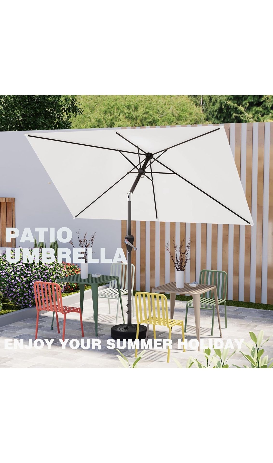 6.5' x 10' Rectangular Patio Umbrellas for Outdoor