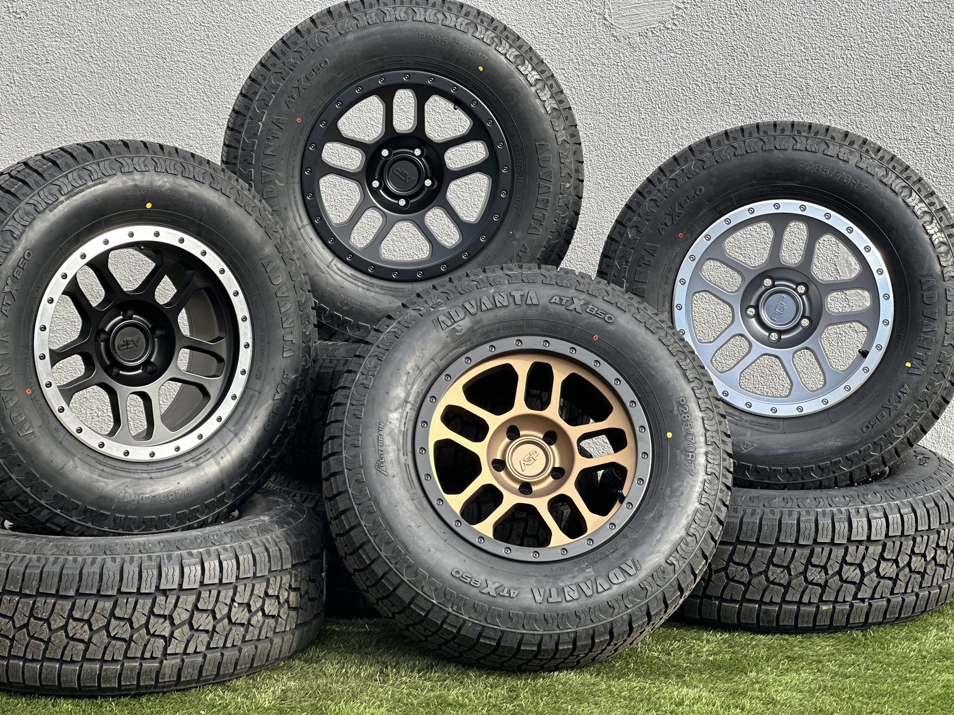 NEW 33” Jeep Tires Set of 5 Wheels Wrangler 5x127 Rims 392 Gladiator JL A/T Tires Sahara Rubicon