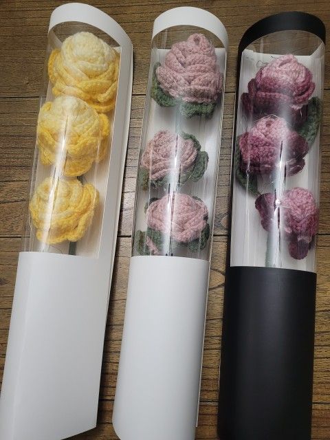 Crochet roses In Boxes (With Lights)