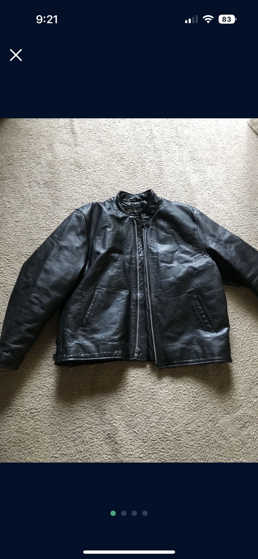 LG Motorcyle leather jacket like new with zip in liner! (Fits snug like an XL)