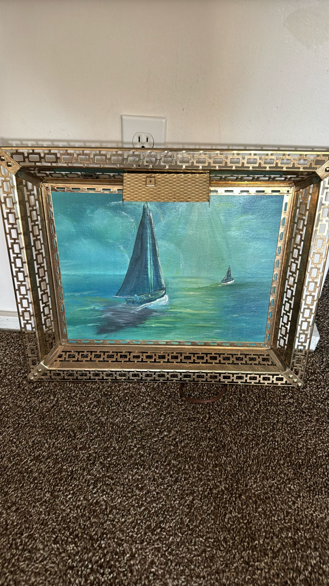 Vintage Brass Art Frame w/ Light