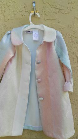 Blueberi Boulevard baby girls shimmery multicolor coat ,Peter Pan collar.