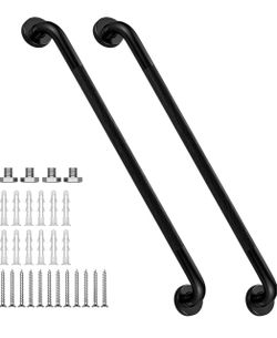 32-inch shower grab bar, 1.25-inch diameter, 2-pack black non-slip bathroom grab bars, 304 stainless steel knurled grab bars, handrail
