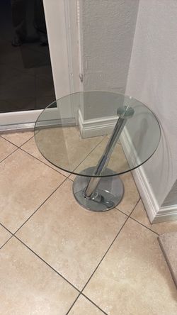 Round Glass Side Table with Chrome Base