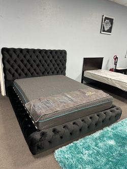 Black Velvet Queen Bed Frame