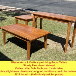Mission /Arts & Crafts Style Living Room Table Set 