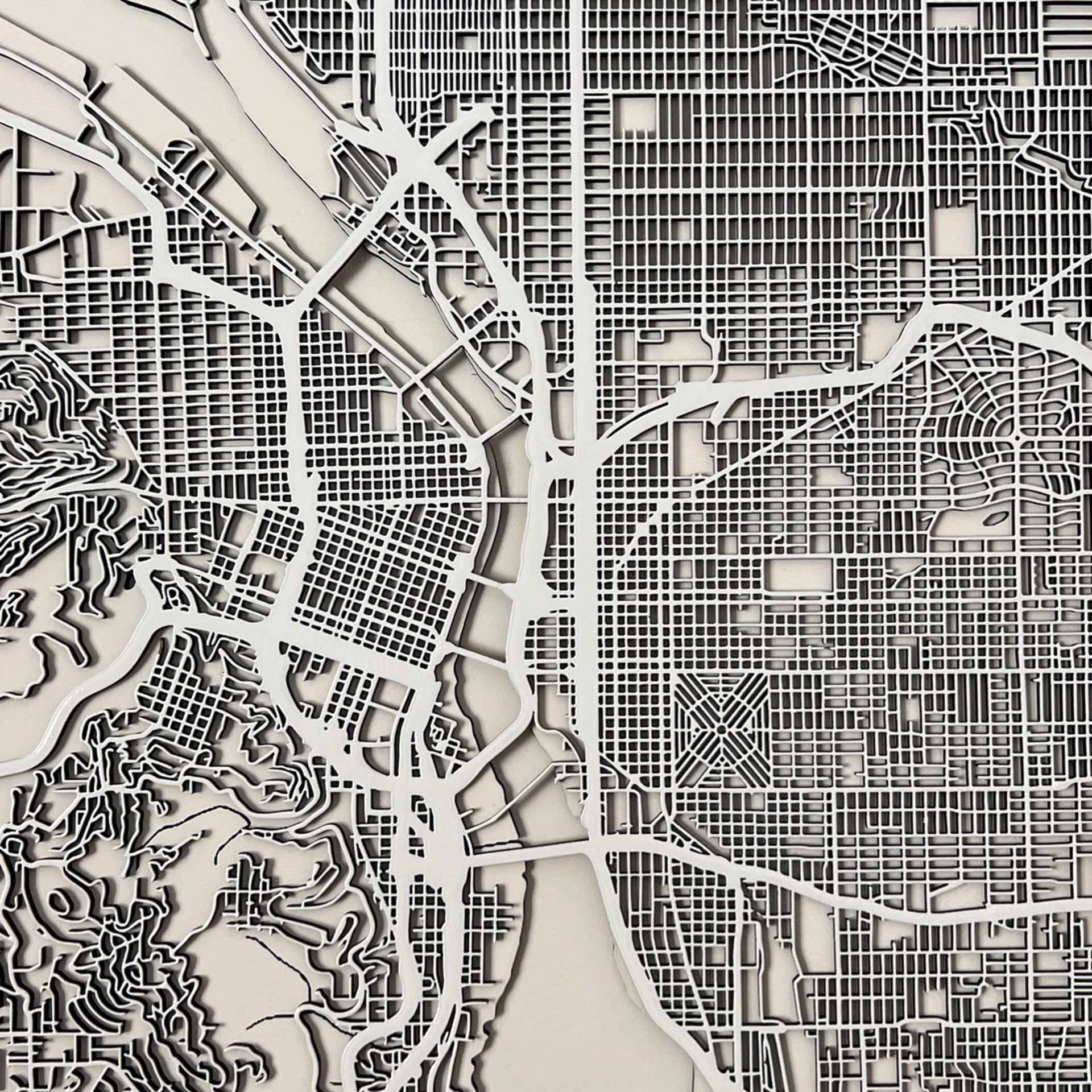 Laser Cut Map Of Portland -framed