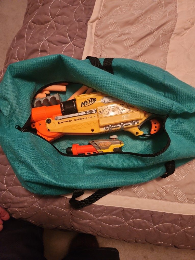 Double Barrel Nurf Gun And Nerf Pistol With Bullets