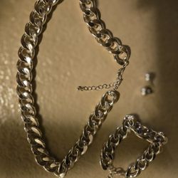 SILVER LINK CHAIN SET