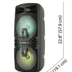 Silvania Big Rugged Portable Bluetooth Speaker With Dual 8" Led Light Up Drivers -Black 