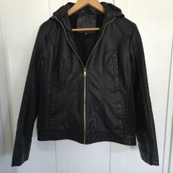 Black Faux fur leather jacket