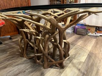 Elk Antler Glass Top Dinning Table
