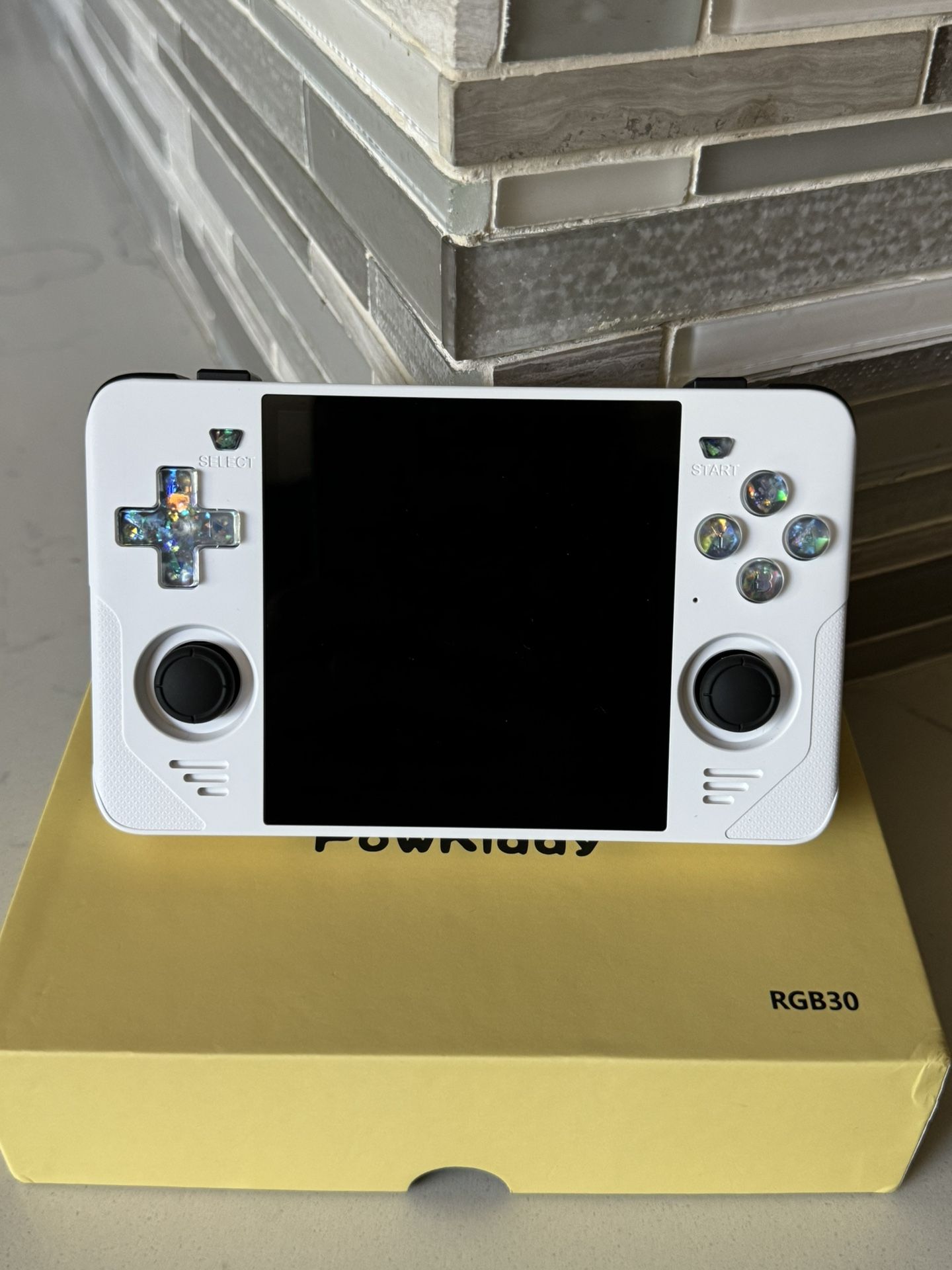 Powkiddy RGB30 White Custom White Rainbow Transparent Buttons