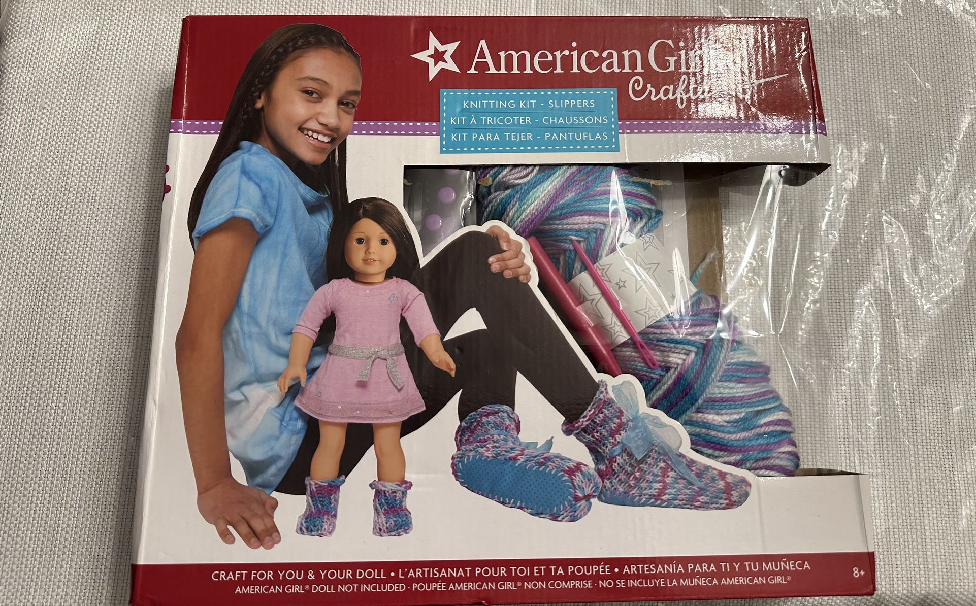 American Girl crafts Knitting slippers kite