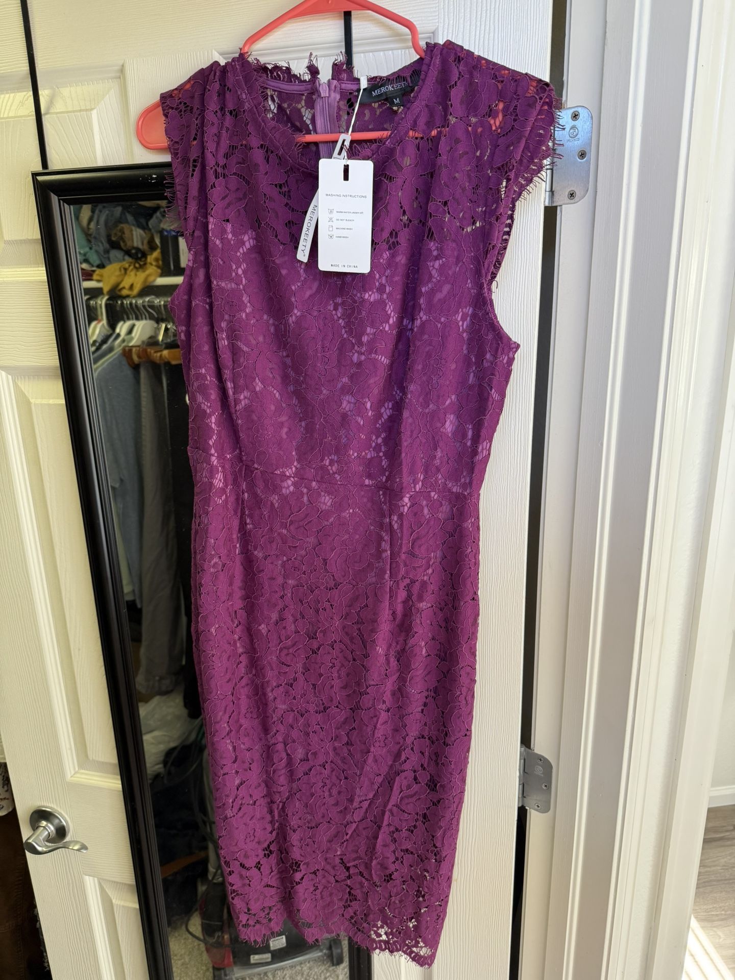 Purple Lace Midi Dress