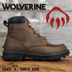 New WOLVERINE Forge Ultraspring 6" Soft Toe Waterproof Moc Toe Work Boots Botas Size: 9 wide