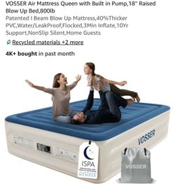 VOSSER Air Mattress Queen with Built in Pump,18'' Raised