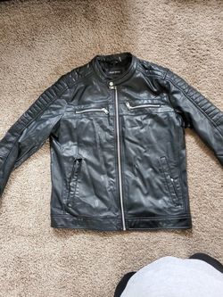 Faux leather moto jacket