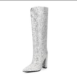 Silver Glitter Boots 