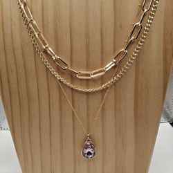 Teardrop Pendant Layered Necklace 